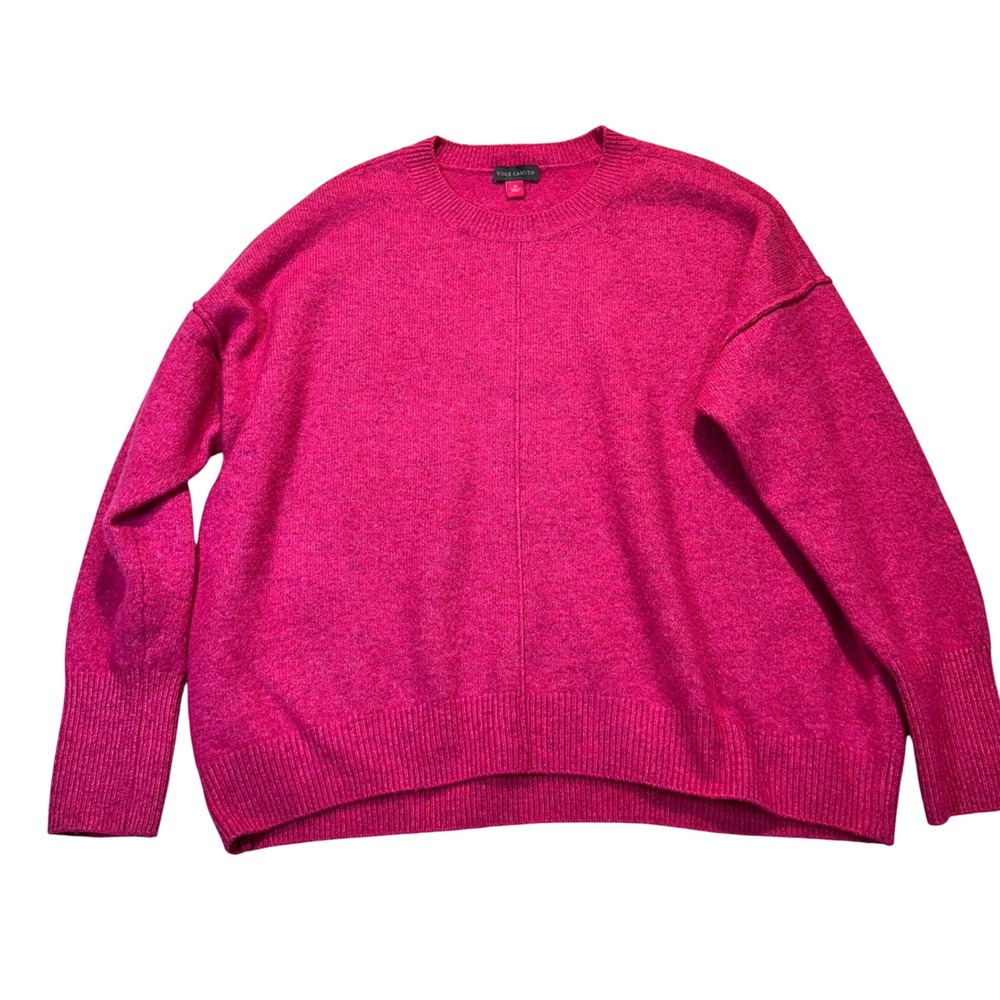 Vince Camuto Sweater Womens Size M Pink Magenta Oversized Crewneck Cozy Knit
